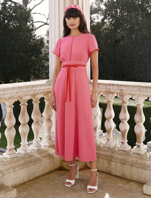 Rosie Techni Voile Maxi Dress - Hot Pink Crimson